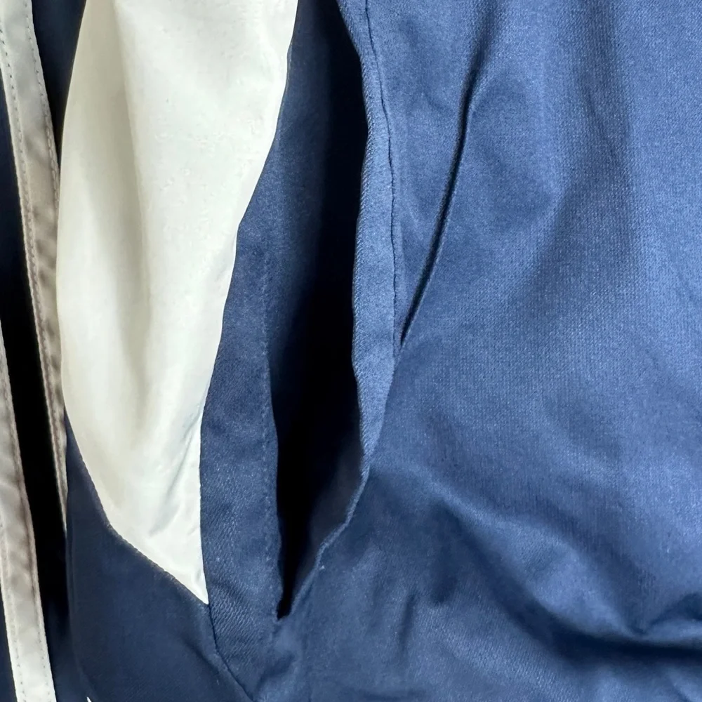adidas | Men’s 3 Stripe Navy & White Windbreaker With Hidden Hood, Size L